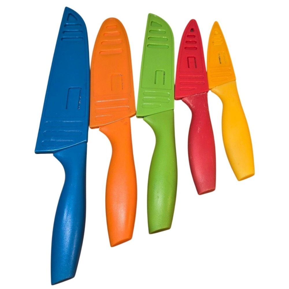 Colorful 5-piece set of Tomodachi Knives with Sheath Covers Hampton Forge‎ LTD